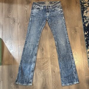 BKE Distressed Blue Boot Cut Jeans